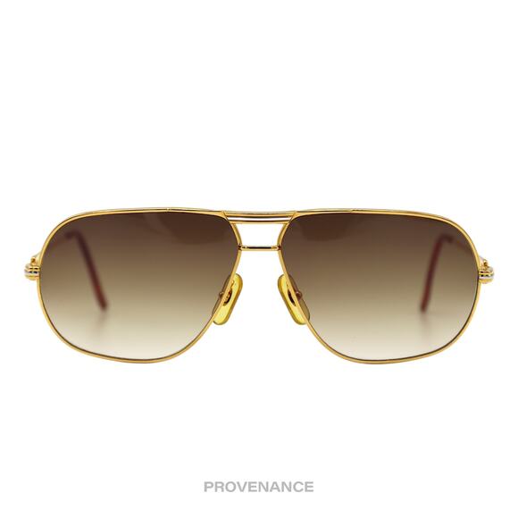 🔴 Cartier Tank Louis Vintage Sunglasses - Gold Brown 62 GM - Picture 1 of 12